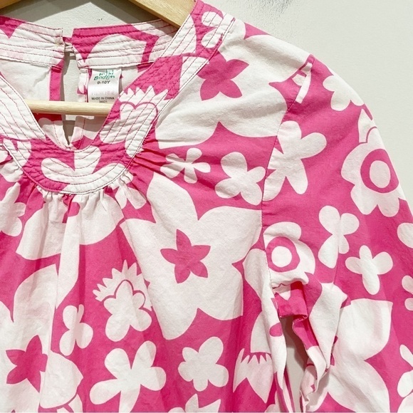 MINI BODEN Floral Tunic Top Pink White Beachy Tropical Barbiecore Size 9-10 year - Picture 3 of 10